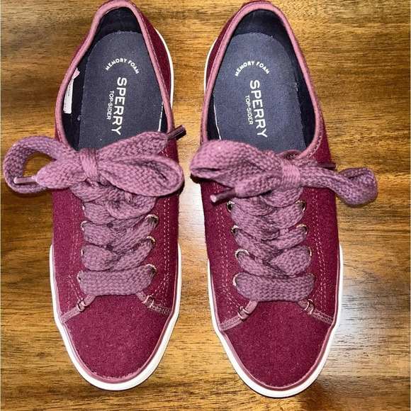 Sperry Women's Burgundy Top Sider Pier View
Wool Memory Foam Sneakers 9 - Picture 1 of 10